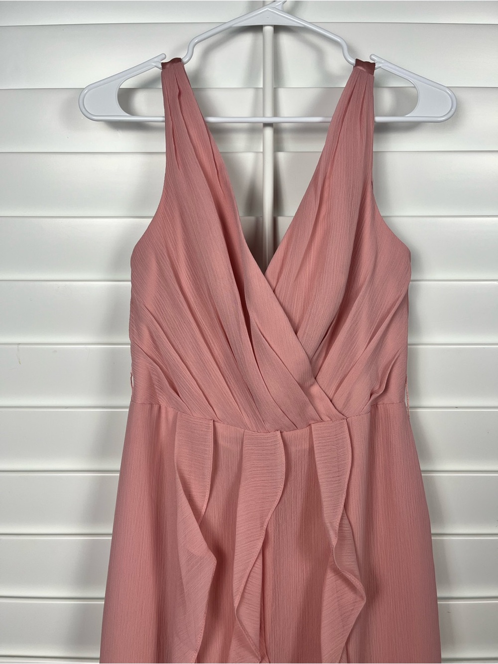 Vera Wang White Blush Pink Chiffon Ruffle Maxi Dress Formal Size 4 - Picture 3 of 14